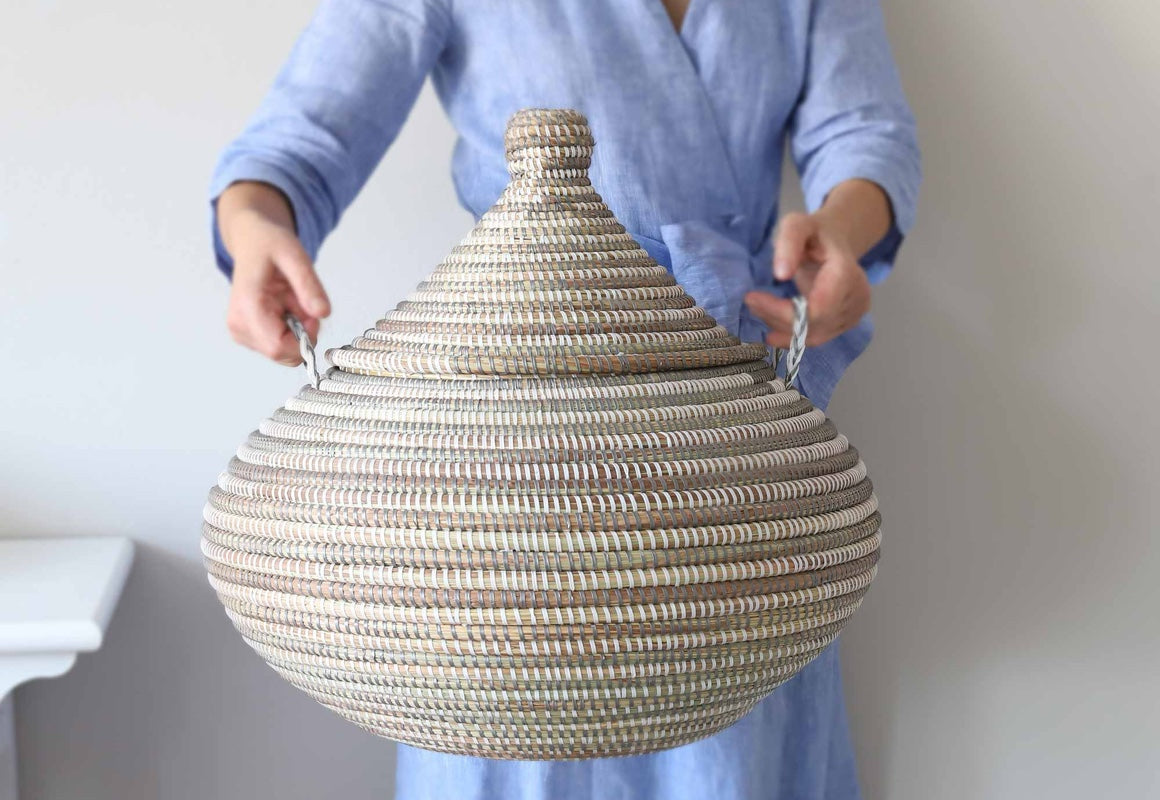 Sporgo Makramee Aufbewahrungskörbe 2-tlg. - Boho Style Mit Holzgriff