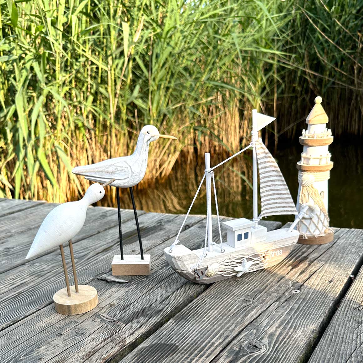 Maritime Deko Dekoration Dekotablett Boot Segelschiff Leuchtturm Möwen Holz Figuren Soulbirdee Onlineshop