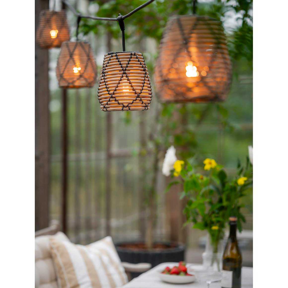 Outdoor Lichterkette Terrasse Terrassenbeleuchtung Lampenschirmen Poly Rattan Outdoor Beleuchtung Balkon Lichterkette Landhaus Gartenlicht Soulbirdee Lampenshop