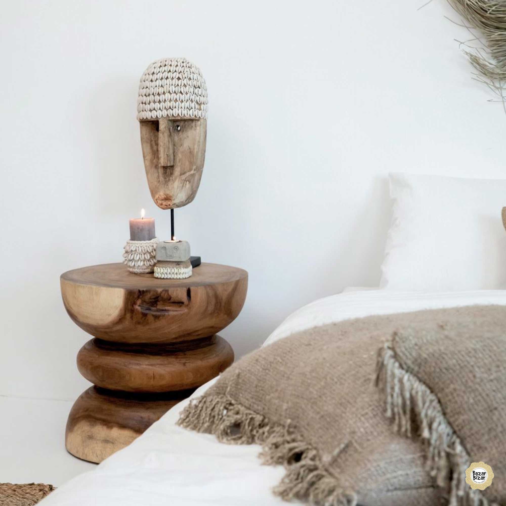 Maske Statue Boho Holzfigur Ethno Wohnzimmer Deko Tribal Deko Figur aus Bali Boho Deko kaufen Soulbirdee Onlineshop Holzmaske Figur Holz