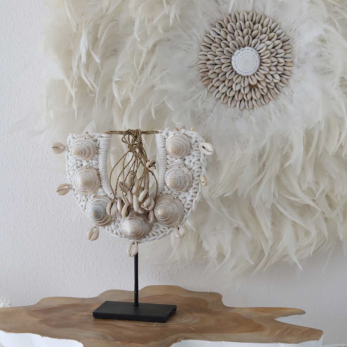 Deko Aufsteller aus Muscheln weiss boho style soulbirdee onlineshop deko zum hinstellen