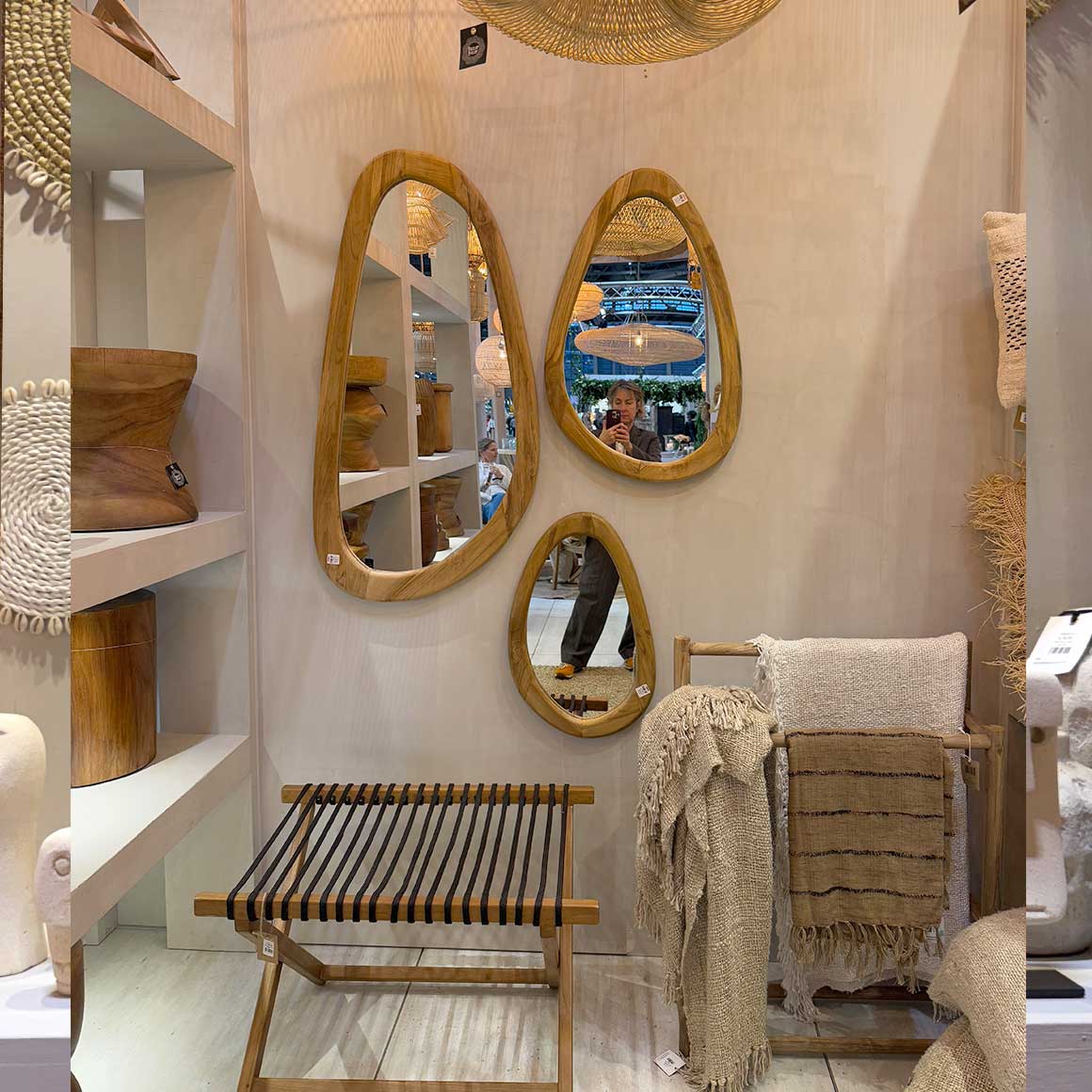 spiegel wandspiegel oval organisch boho design holz soulbirdee