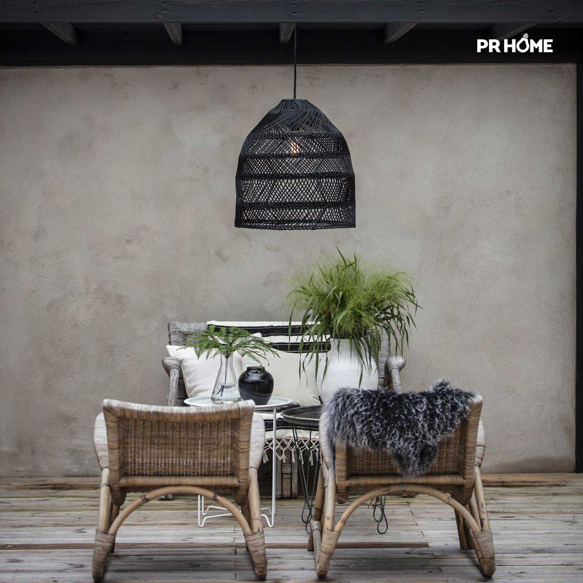 Outdoor Lampe Schwarz | Skandi | Rattan Lampe