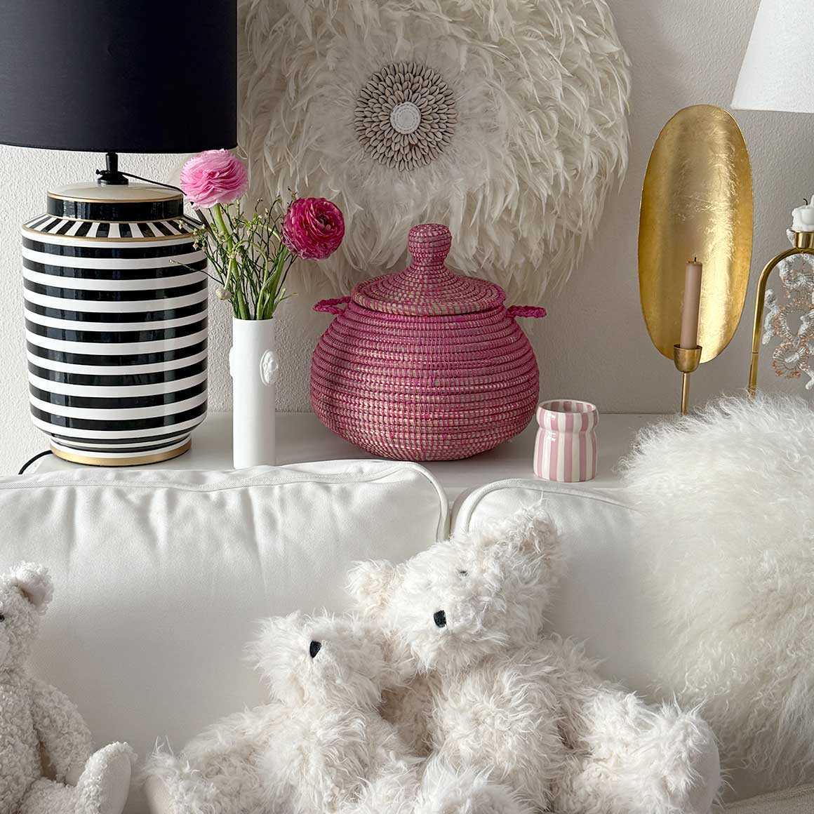 korb aufbewahrungskorb wohnzimmer dekokorb Lovely soulbirdee onlineshop pink rosa geflochten afrika