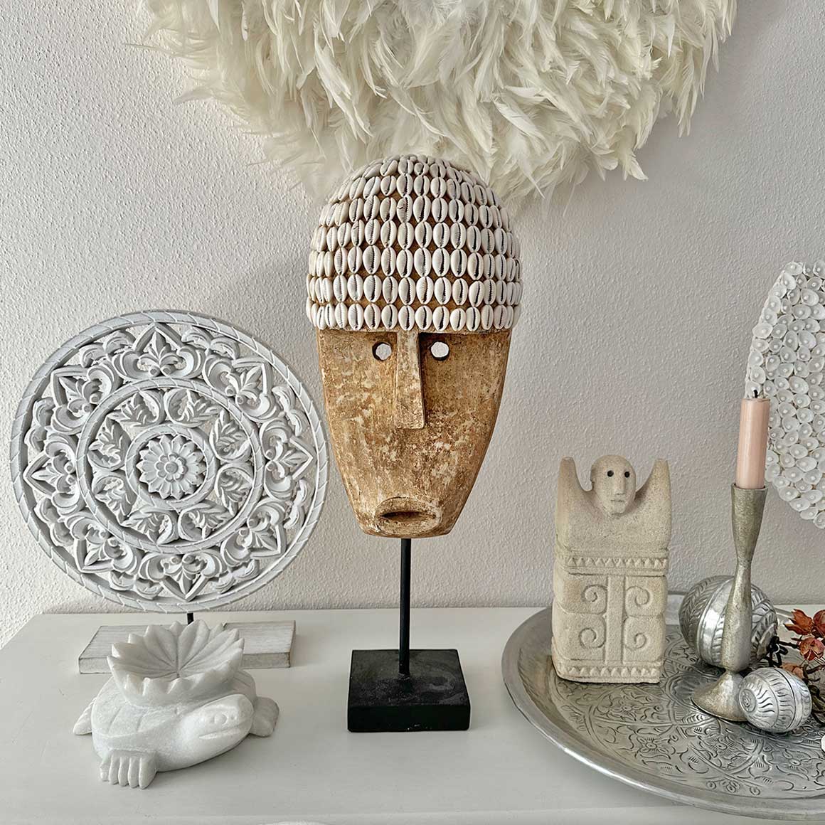 THE COWRIE Maske M ♥ Tribal Deko Figur aus Bali, Holzfigur ♥ Boho Style Deko online kaufen im Soulbirdee Onlineshop | Statue von Bazar Bizar BALS001N-M THE COWRIE Maske M | Statue von Bazar Bizar ♥ Tribal Deko Figur aus Bali, Holzfigur ♥ Boho Style Deko online kaufen im Soulbirdee Onlineshop