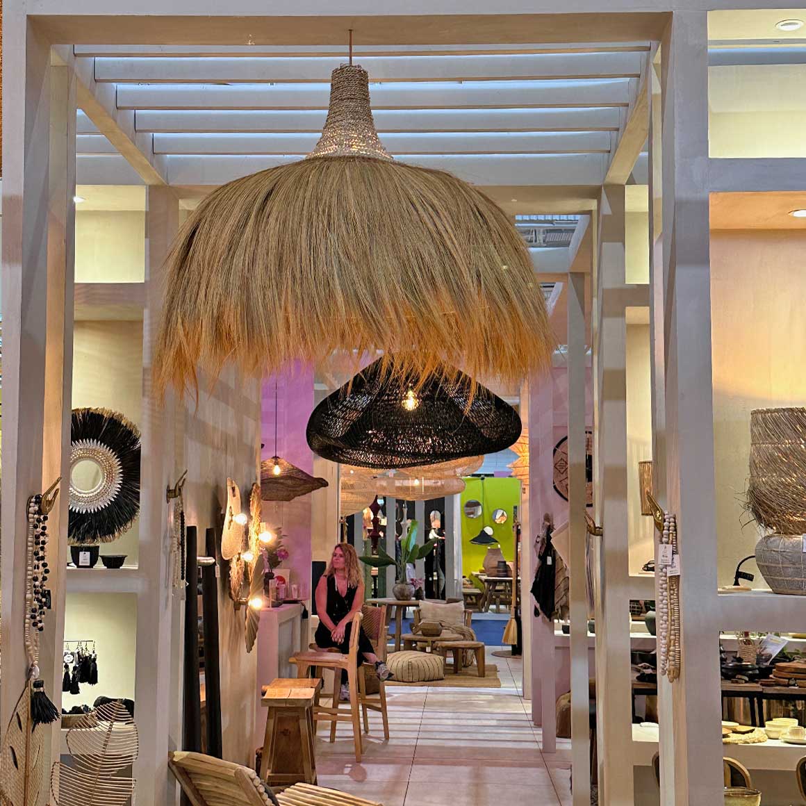 Boho Lampe Hängelampe Lampenschirm Makiki XL ♥ Lampenschirm Boho Style | Boho Lampenschirm | Boho Interior | Bazar Bizar Interior aus Bali | Boho Deko ♥ Soulbirdee Lampenshop, Boho Lampe kaufen