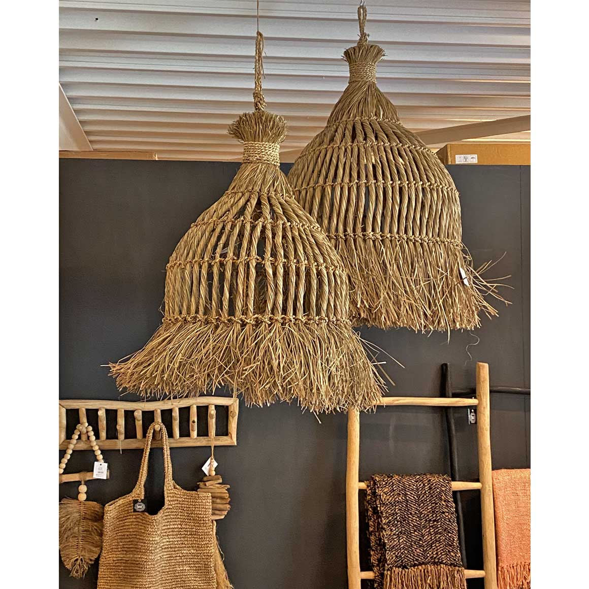 Lampenschirm Boho Lampe Guagua geflochten Seegras Maritim Insel Beachhouse Ibiza Deko kaufen Bazar Bizar Soulbirdee Online Shop