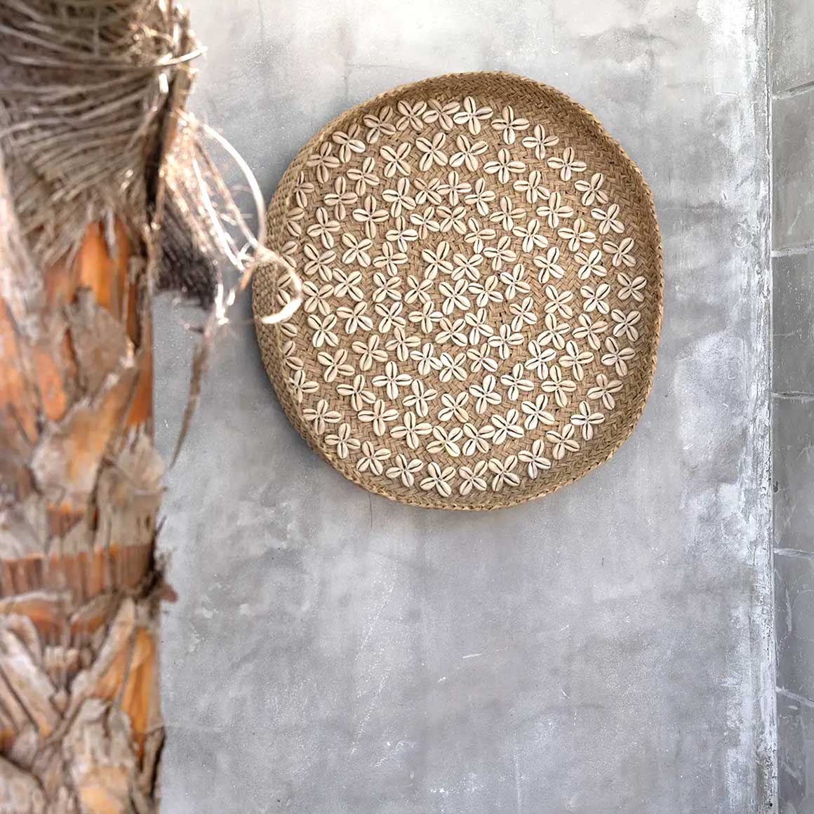 Boho Wanddeko mit Muscheln Rund Edle Deko im Ibiza Style Design zuhause Bazar Bizar im Soulbirdee Onlineshop Boho Style