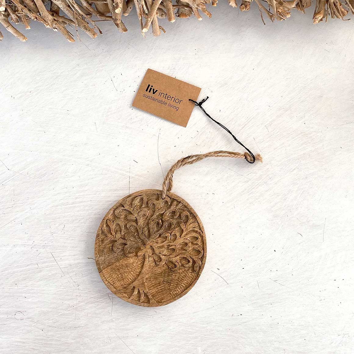 Dekoanhänger Paradies Baum Mangoholz, nachhaltige Dekoration und Geschenkanhänger Boho Deko Soulbirdee Onlineshop