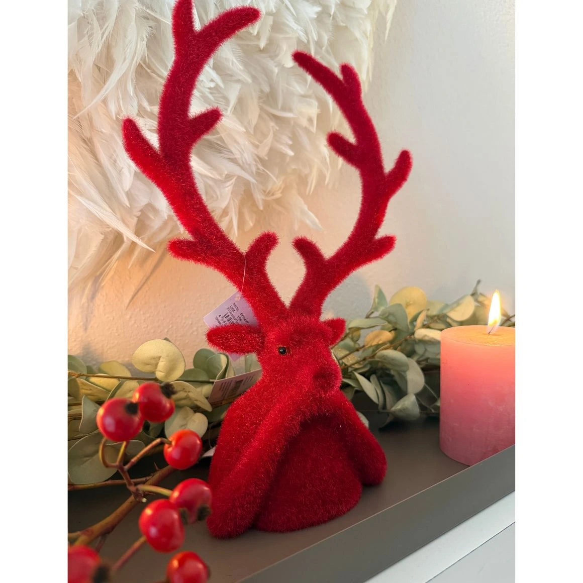 Herr von Hirsch – rote Samthirsch Deko für Weihnachten, Winter & Fenster – Soulbirdee