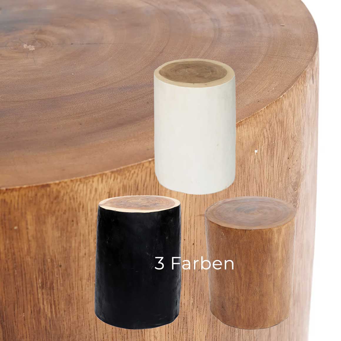 Hocker Tribe Stool Rund Holz weiss schwarz Beistelltisch Sidetable coffeetable sitzen stuhl Boho Bazar Bizar Möbel Soulbirdee Onlineshop