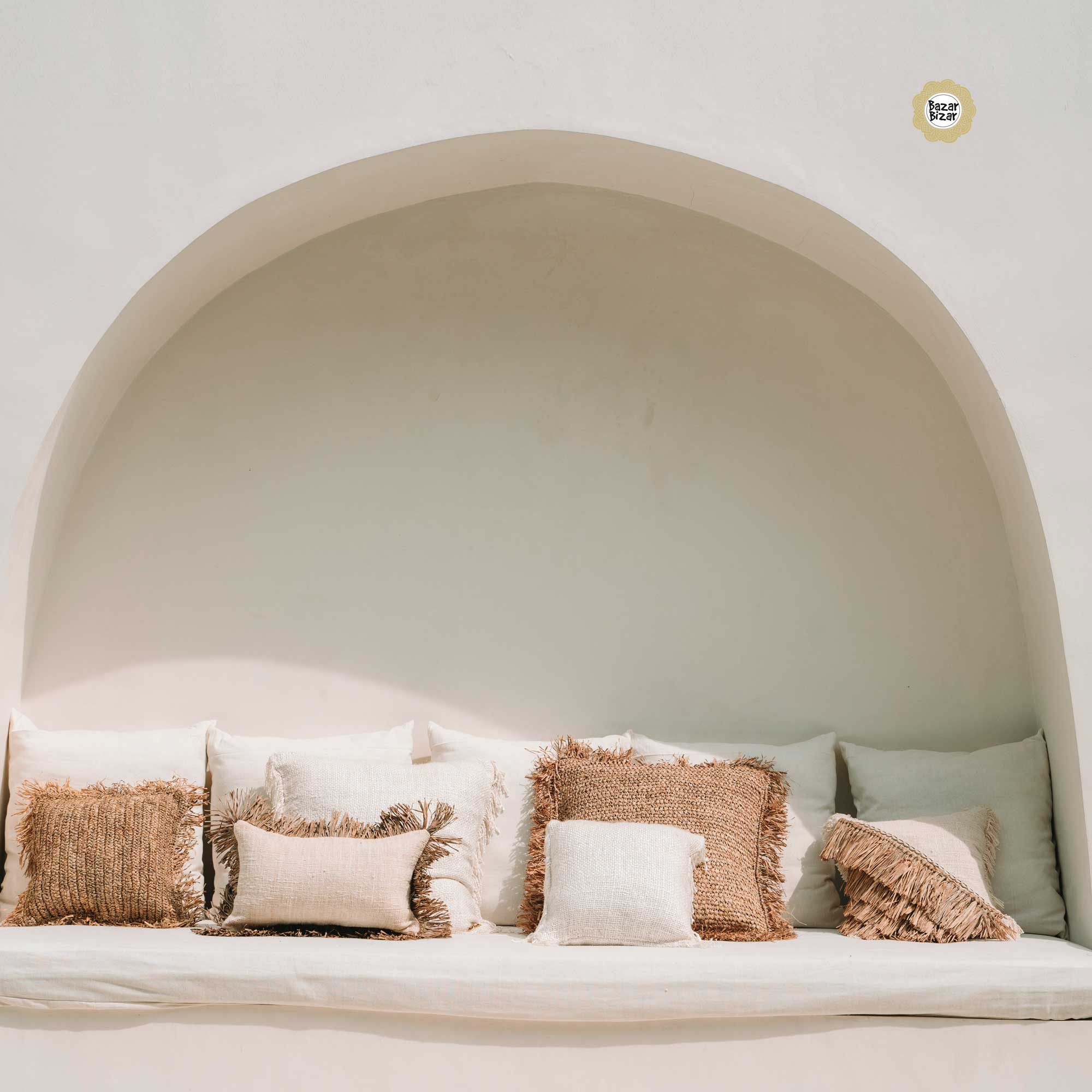 Boho Kissen Boho Style Mix Gee Raffia Bazar Bizar 35 x 100 Cream Baumwolle Fransen Soulbirdee Online Shop Kissen kaufen