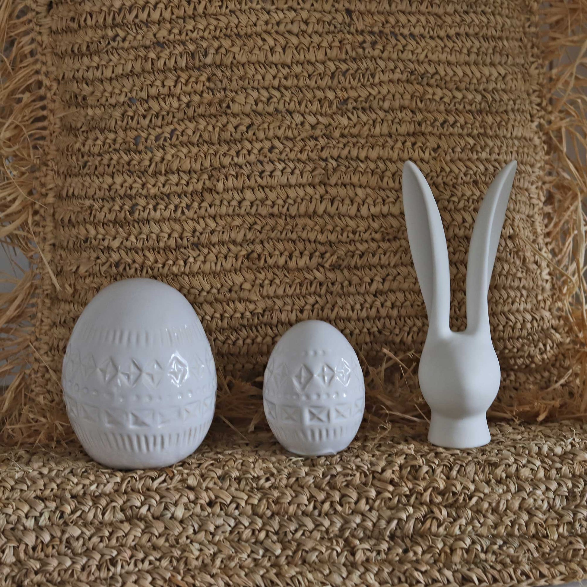 Weiße Ostereier mit skandinavischem Muster aus Schweden im Soulbirdee Onlineshop