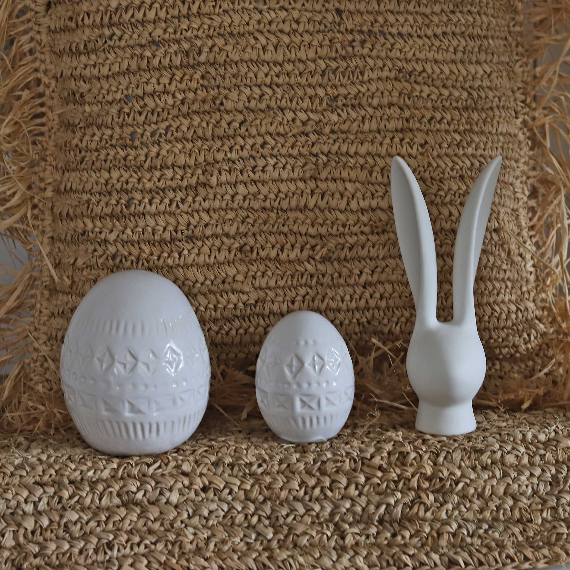 Weiße Ostereier mit skandinavischem Muster aus Schweden im Soulbirdee Onlineshop