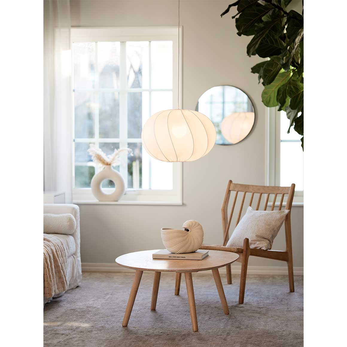 Wohnzimmerlampe hängend OLIVIA ♥ Weiss rund Modern Elegant – Soulbirdee