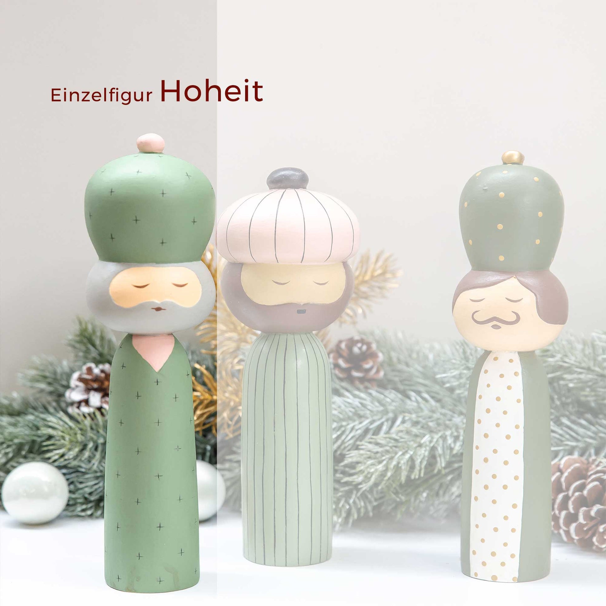 Kokeshi Figur König Hoheit als Einzelfigur, Weihnachtsdekoration