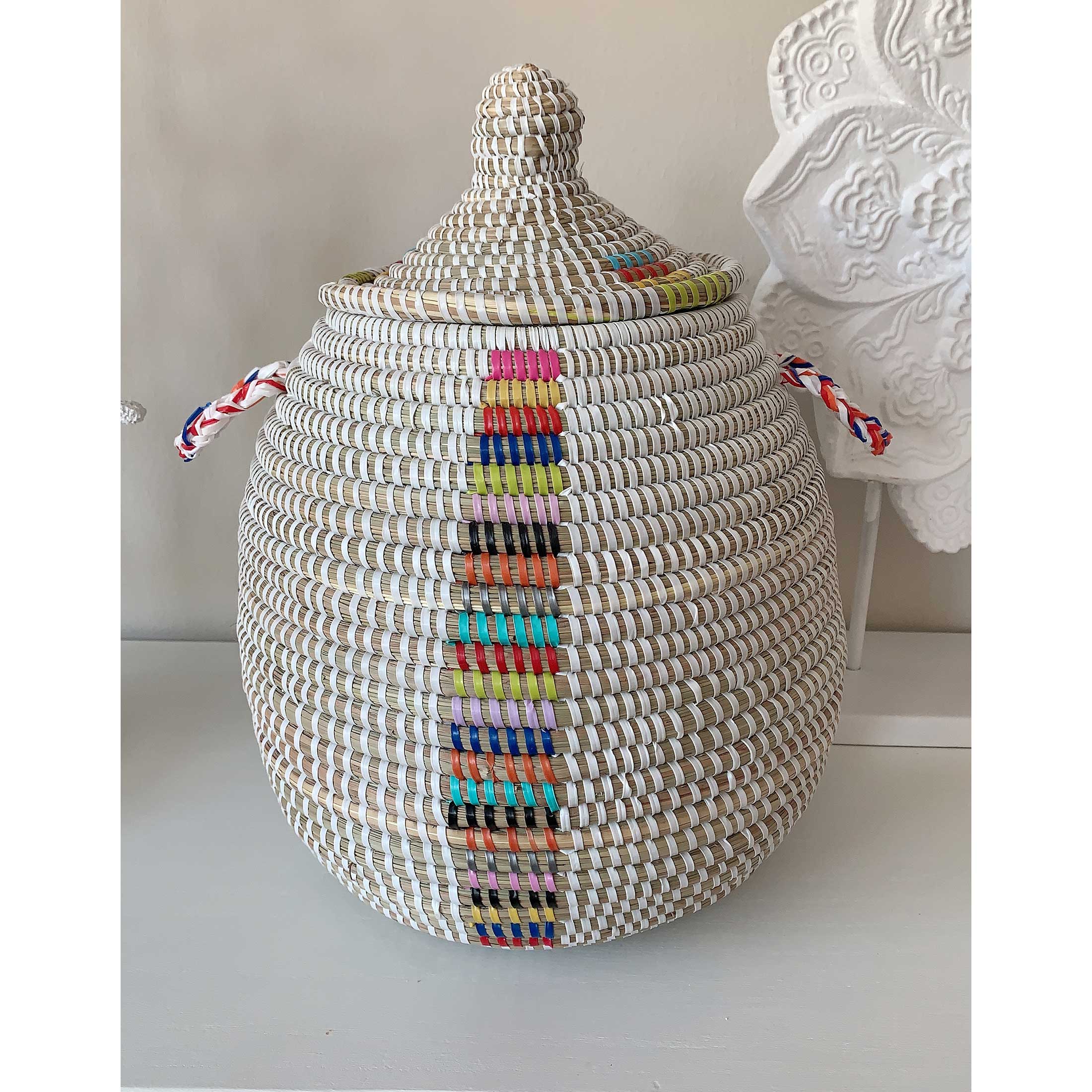 korb geflochten bunt geringelt afrika aufbewahrungskorb soulbirdee onlineshop