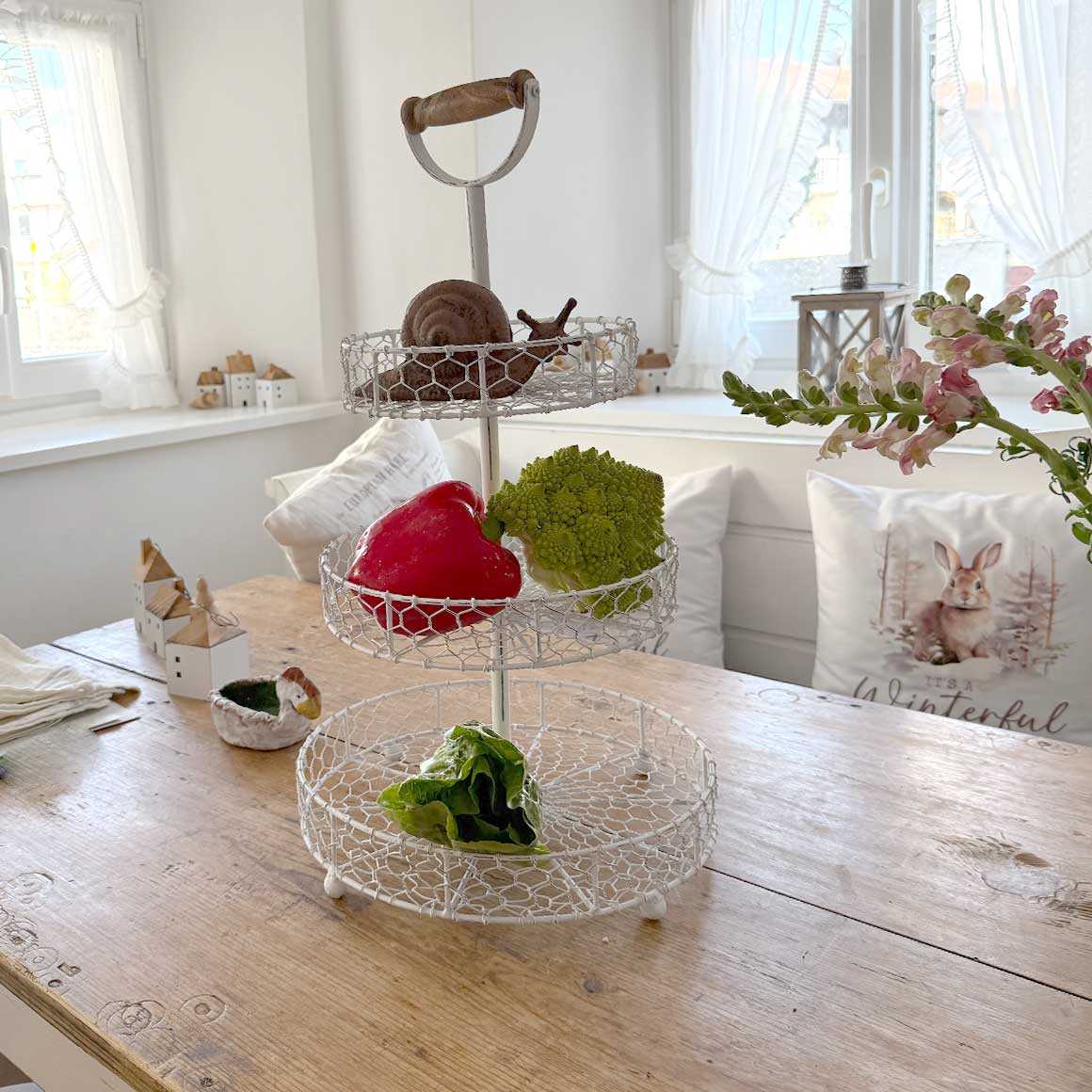 Etagere Shabby | Tischdeko weiss 3 Etagen | Vintage
