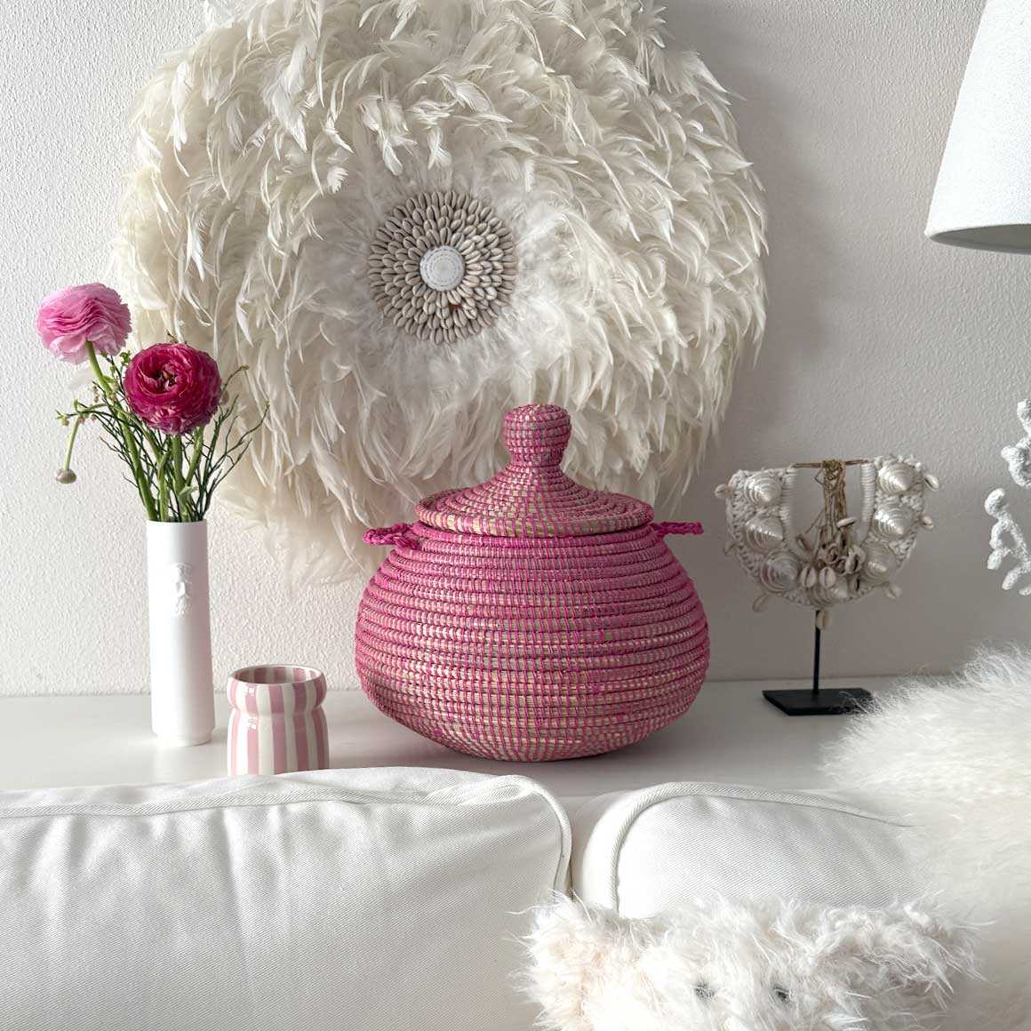 korb aufbewahrung deko wohnzimmer Henkel dekokorb Lovely soulbirdee onlineshop pink rosa