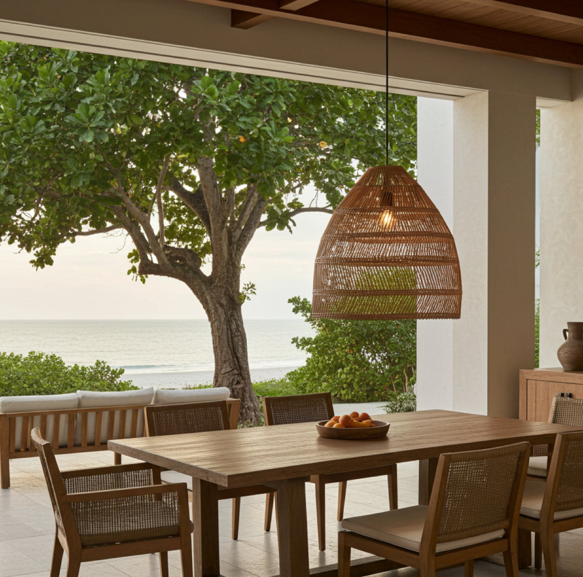 Outdoor Rattan Lampe MAJA ♥ Ästhetische Hängeleuchte für Balkon & Terrasse  – Soulbirdee