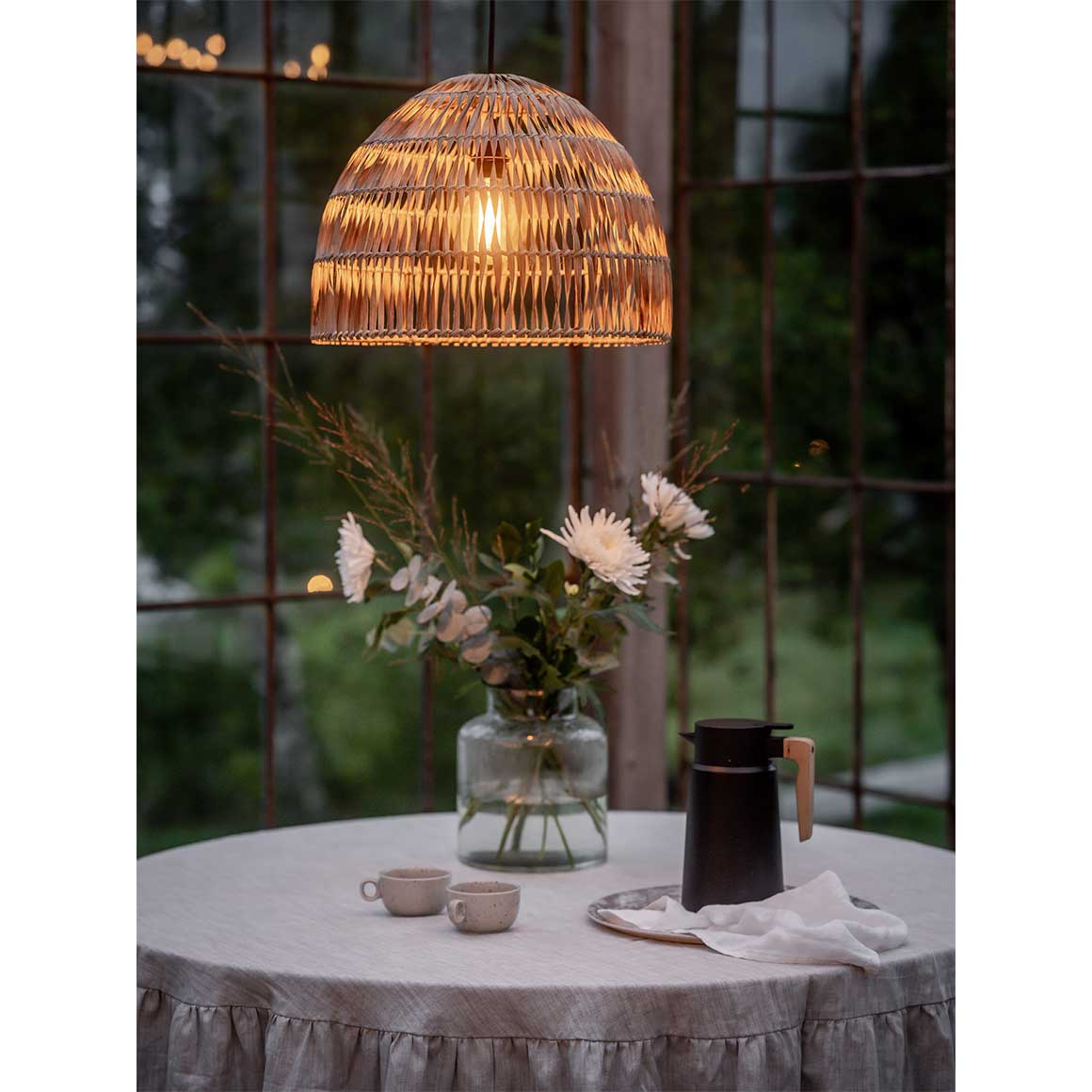 camping lampe Outdoor hängend aus Rattan color-red-sangria lasting illumination Size:54 cm Racy MTB for the