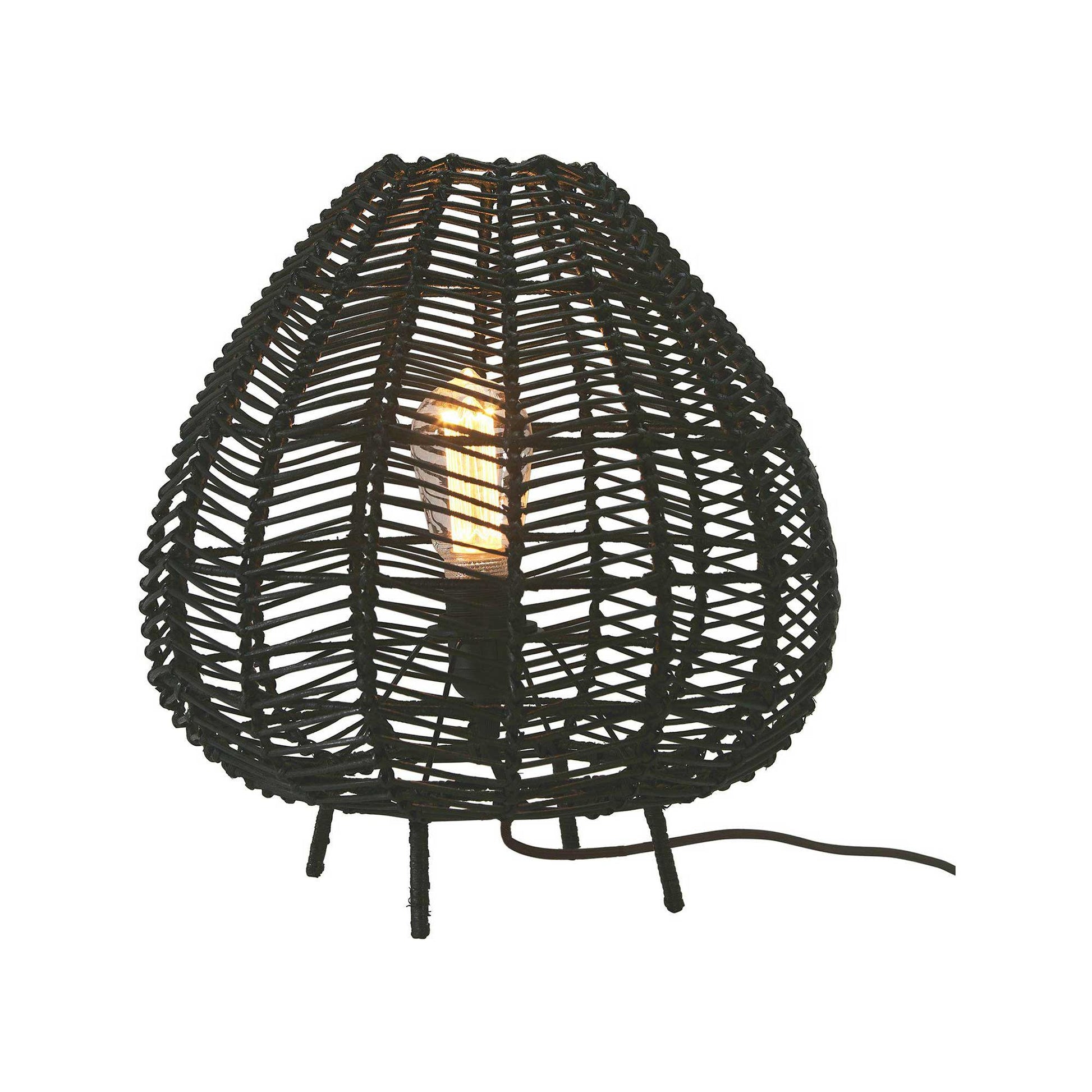 Tischlampe schwarz NANA aus Rattan Prhome Qualität Beleuchtung Wohnzimmerlampe Prhome lampe kaufen Soulbirdee Onlineshop