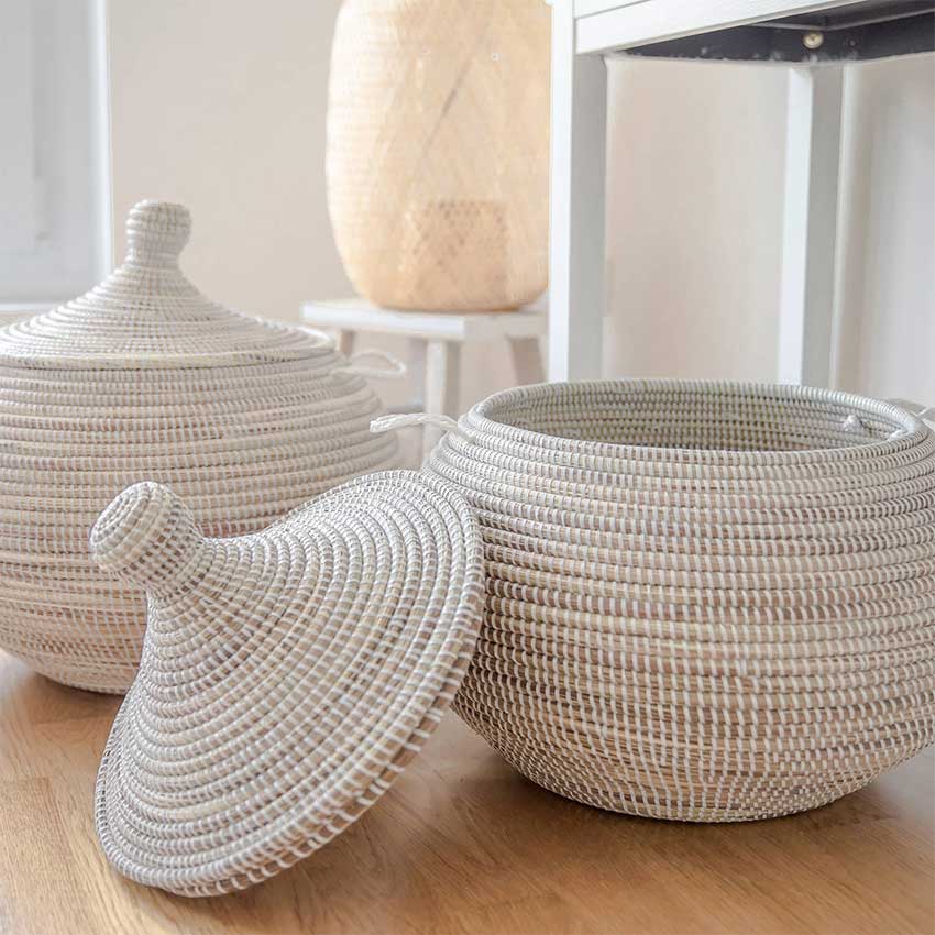 Boho Körbe Aufbewahrungskörbe Korb Vintage Stil Wäschekorb Deckel Kolonial Stil Boho Korb Aufbewahrung Soulbirdee