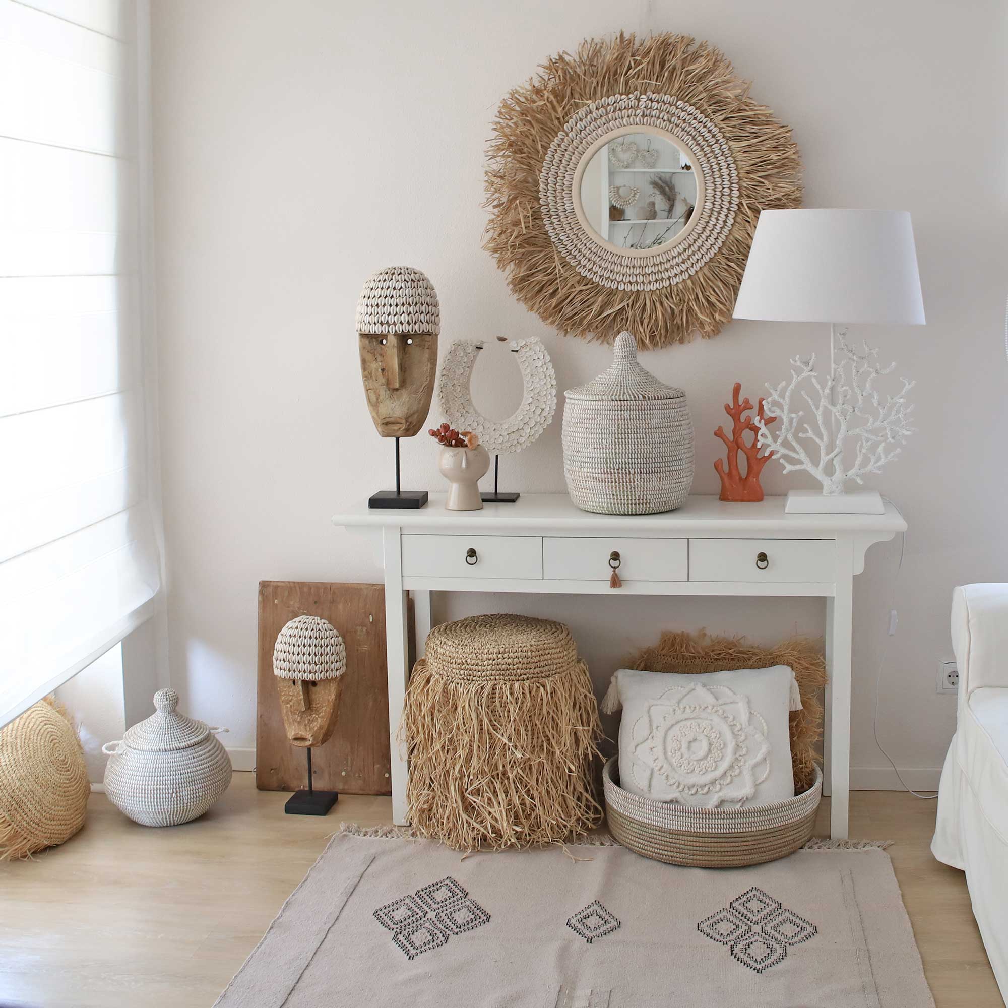 weiss Korb hoch Deko Wohndeko Ethno Afrika Dekoration Stauraum Deko Badezimmer Flur Wohnzimmer Küche Soulbirdee Onlineshop