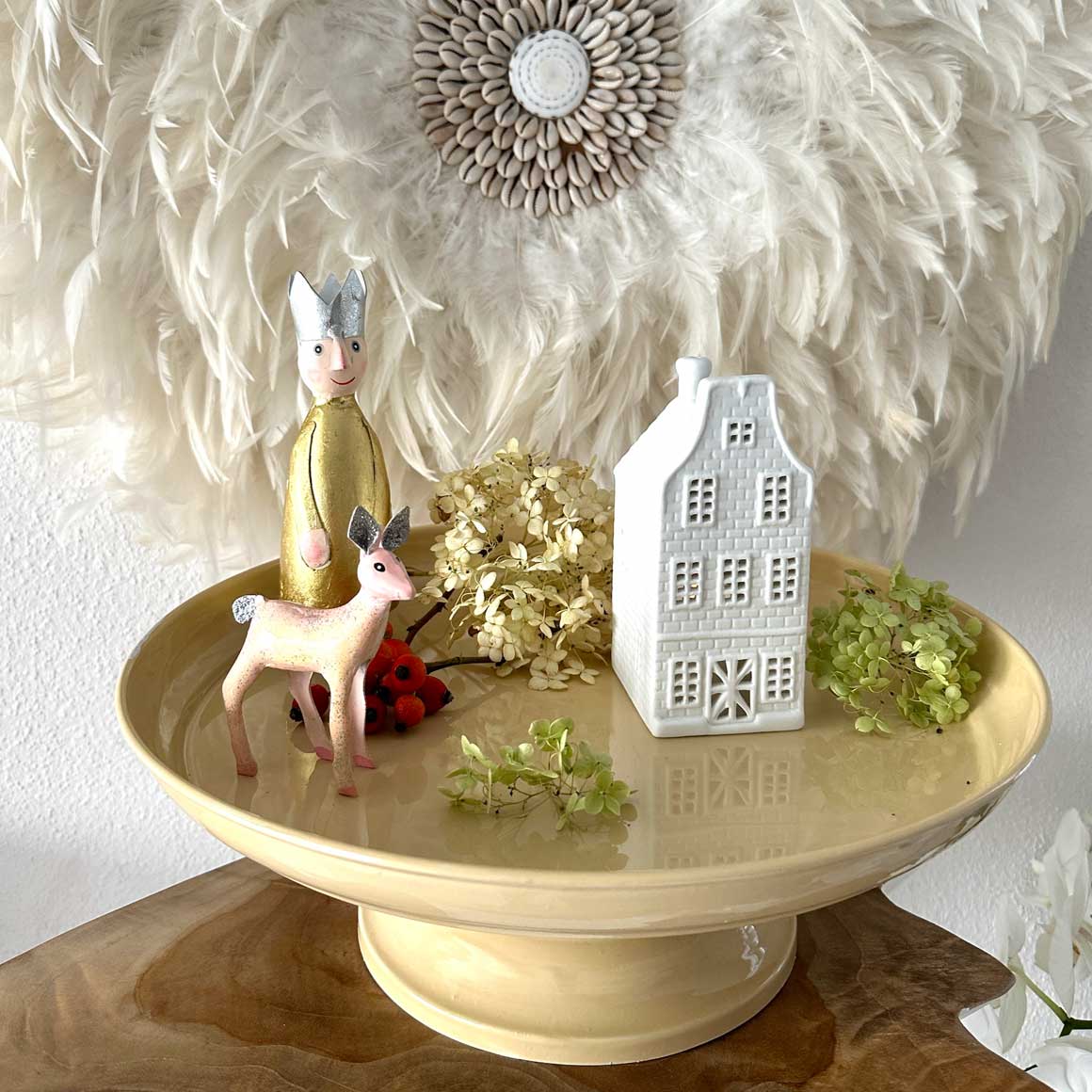 Dekotablett Lichthaus Herbstdeko Haus weiß Porzellan Keramik Geschenkidee Dekofigur Soulbirdee Onlineshop