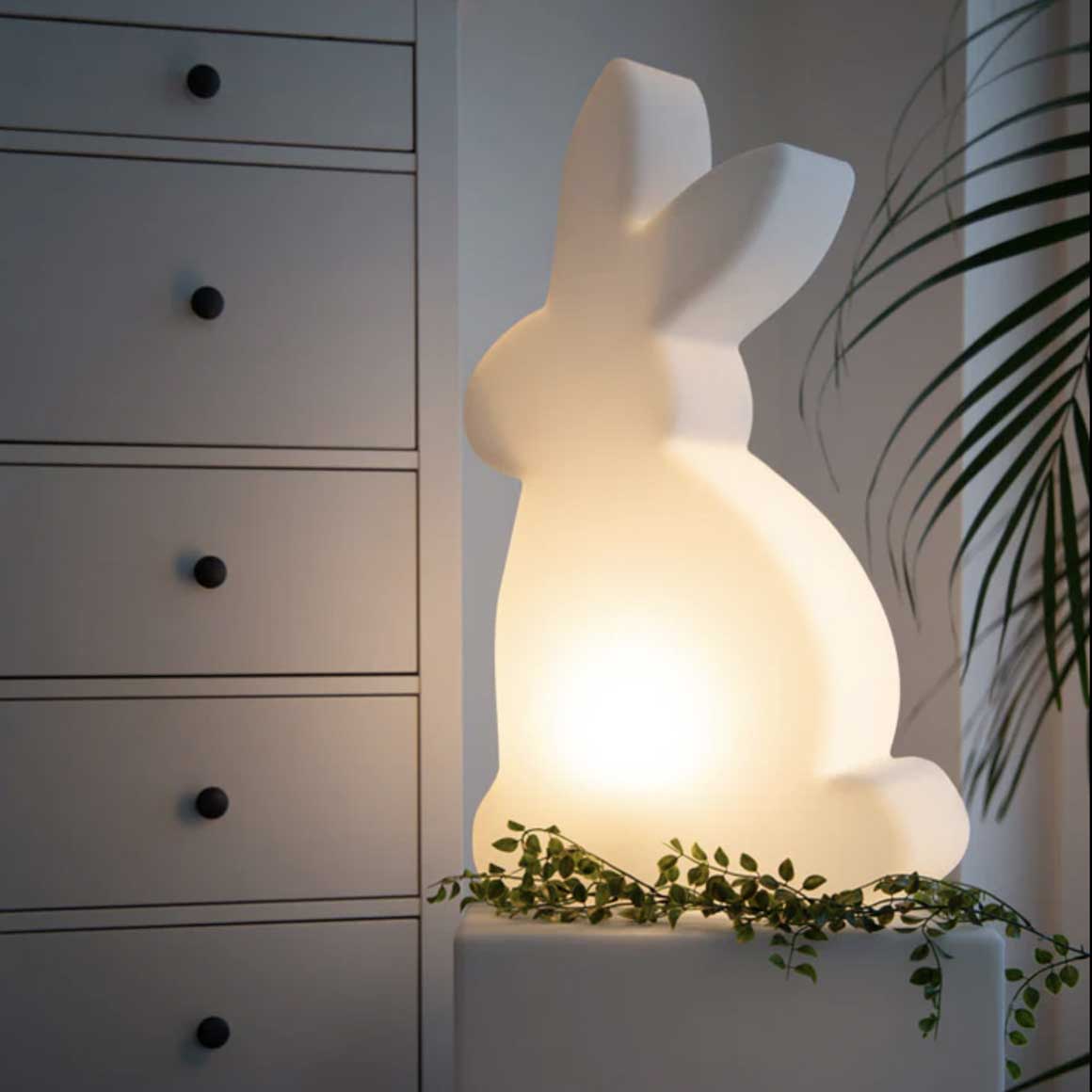 Deko Lampe Hase LED Weiß Osterdeko außen 70 / 50 cm | Outdoor Lampe | Outdoor Deko Soulbirdee Lampenshop