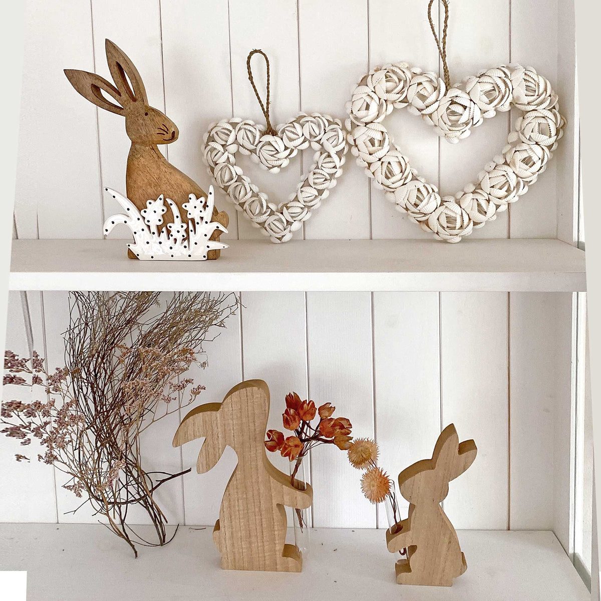 Hase mit Vase | Osterdeko aus Holz