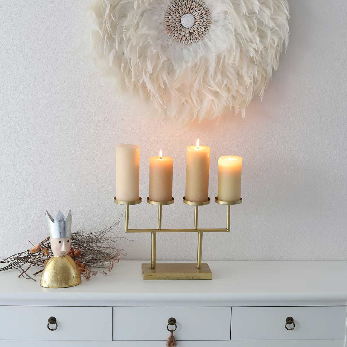 Goldenes Kerzentablett Gold Xmas Deko Weihnachten Adventskranz 4 Kerzen Glamour Moderne Weihnachtsdeko kaufen Soulbirdee Onlineshop