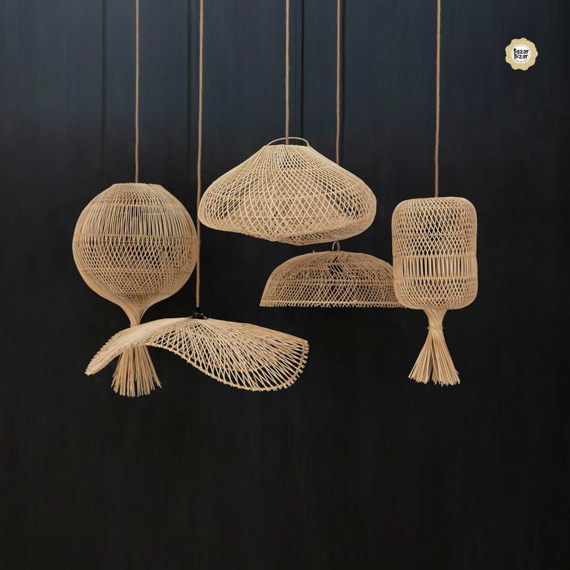 Hängelampe Kollektion von Lampenschirm aus Rattan, Lampe für das Schlafzimmer | Bazar Bizar