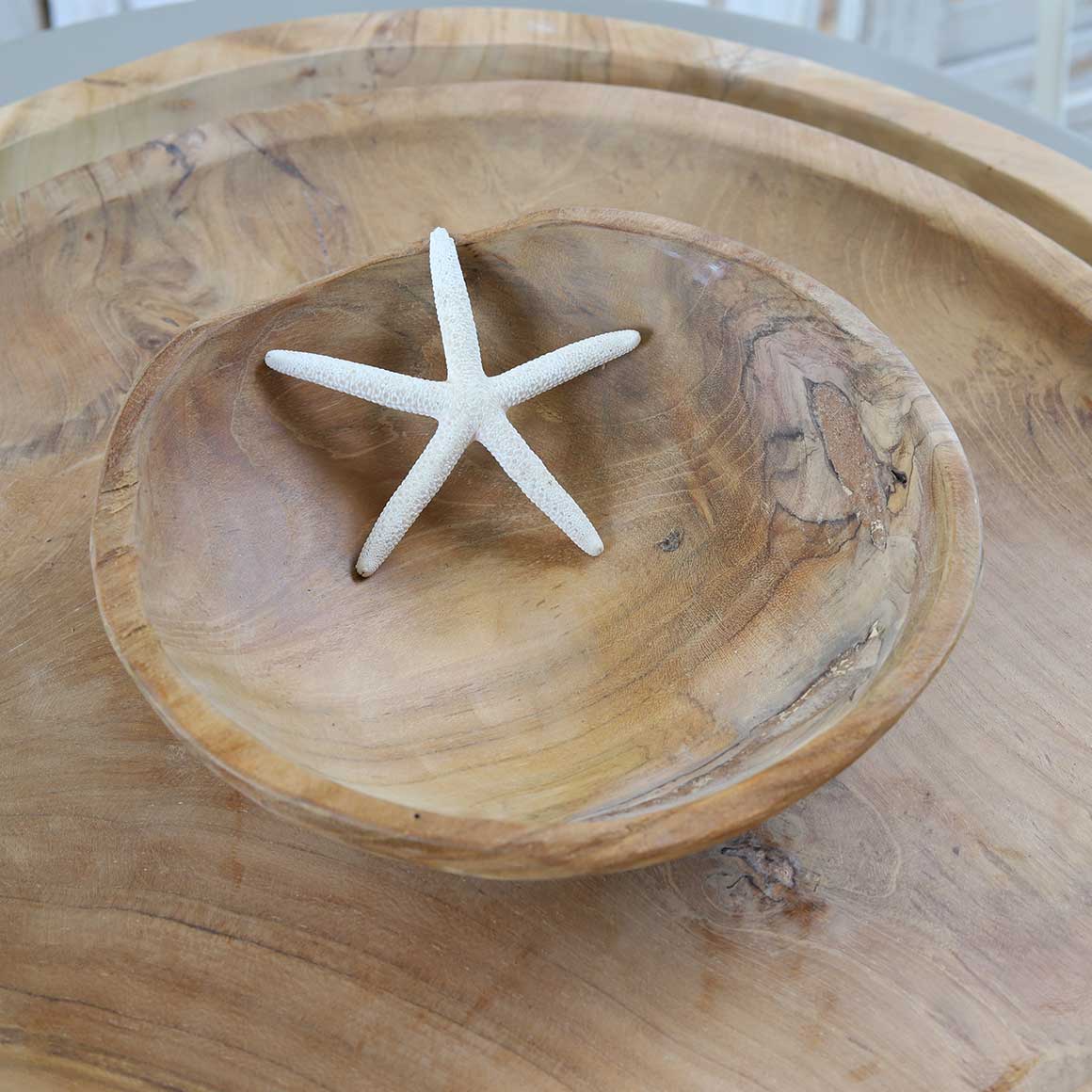 Rundes Dekoschale Schüssel Dekotablett Teakholz Tablett aus Teak Dekorieren Servieren Soulbirdee Onlineshop