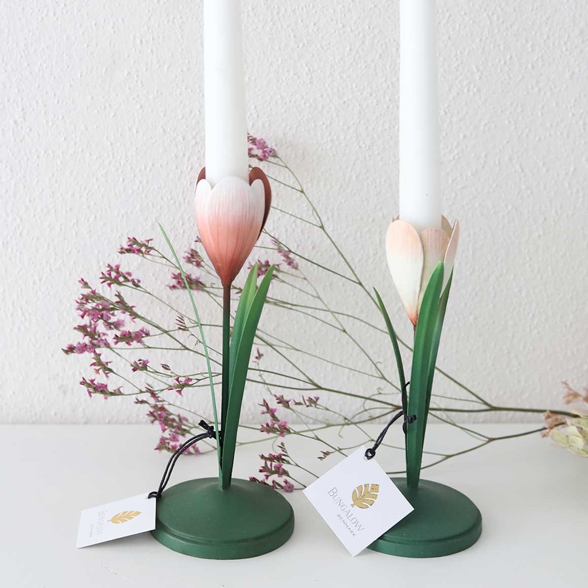 Krokus Kerzenständer Vintage, Retro, Blech, Deko im Frühling, frühjahr Bungalow DK | Osterdeko für den Tisch | Tischdeko Ostern, deko kaufen im Soulbirdee Onlineshop