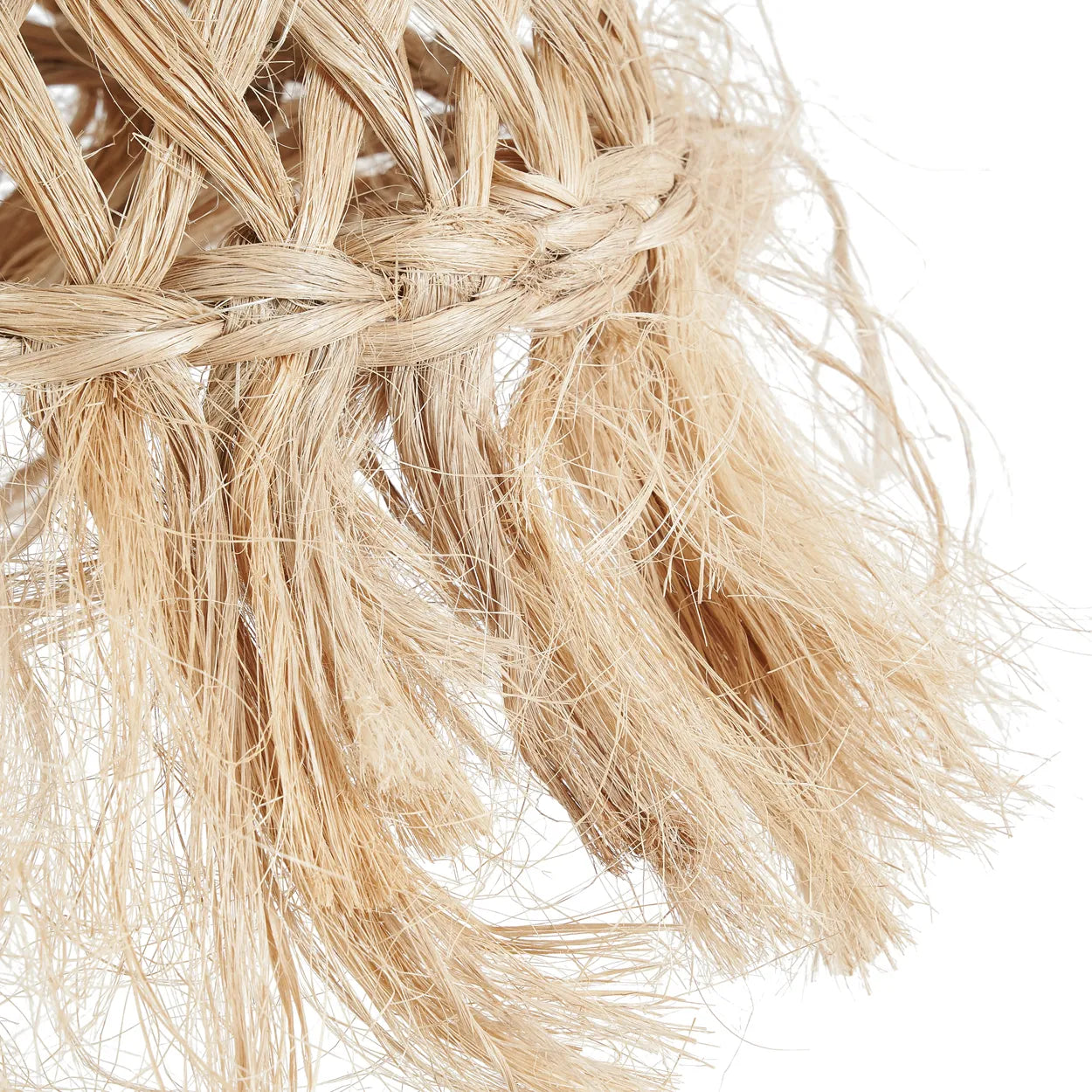 Detail Fransen Lampenschirm BOHO Gras geflochten Lampe