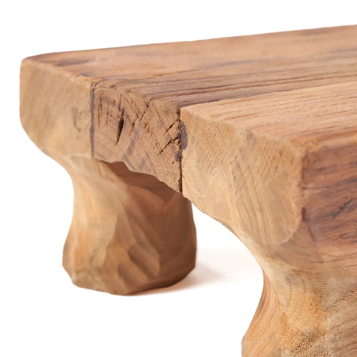 Detail der Verarbeitung Servier Tablett aus Teak Holz