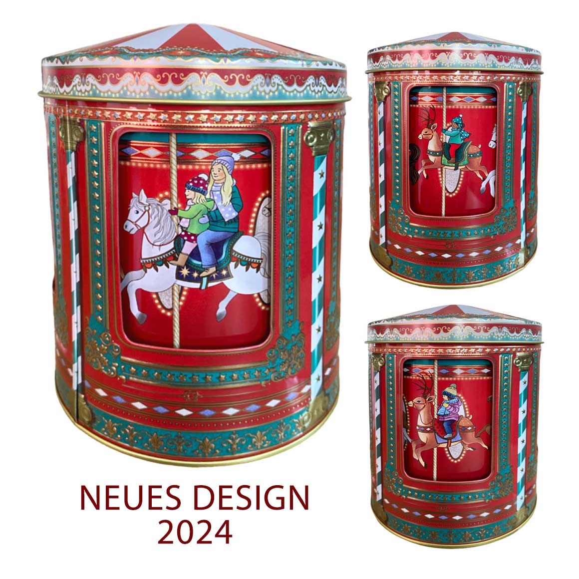 Keksdose Spieluhrdose JAHRMARKT 2024 Plätzchendose Weihnachten Backen Dose für Plätzchen und Weihnachtsdeko Adventszeit Advent Backen Karussell Pferde dreht sich Musik Melodie Keksdose kaufen Vintage Nostalgie nostalgisch Soulbirdee Weihnachtsshop
