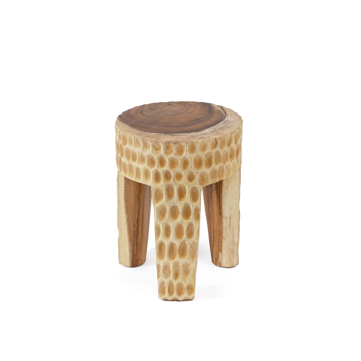 geschnitzter Hocker Holz PARAMO | Holzhocker aus Indonesien Beistelltisch aus Holz | geschnitzt und Handgefertigt | sitzmöbel Marke: Bazar Bizar | Soulbirdee Onlineshop