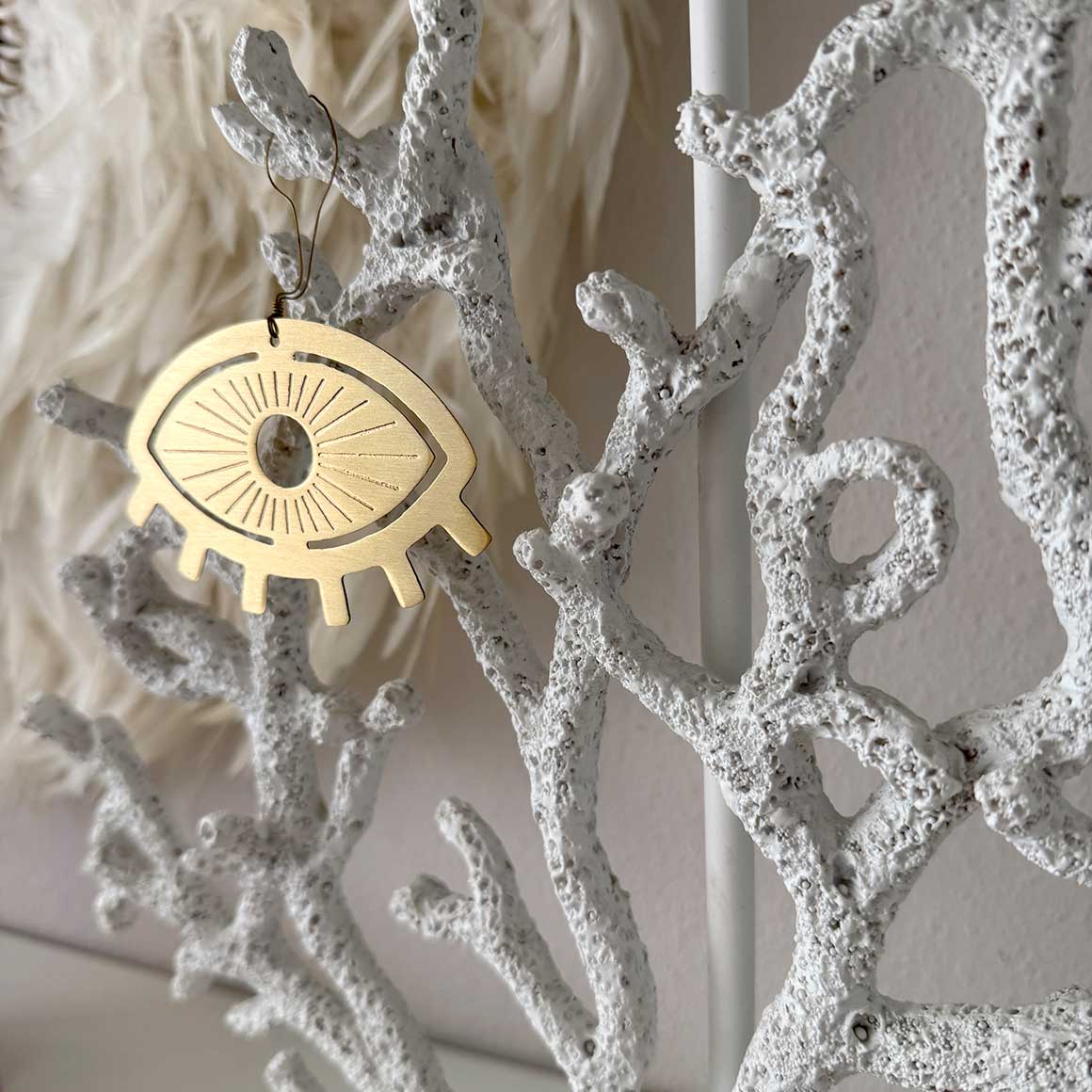 Dekoration Fatima Auge Gold Hängen Geschenk Anhänger Glücksmotiv Metall Wohndeko Deko kaufen Soulbirdee Onlineshop