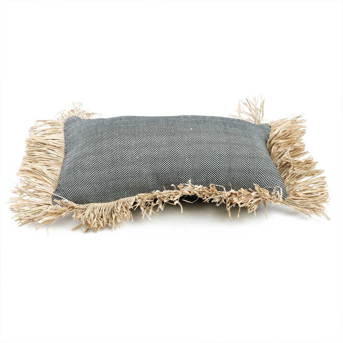 Dekokissen Kissen mit Fransen Fransenkissen schwarz quadrat rechteck Ibiza Style Kissen mit Kissenfüllung Beach Club Interior von Bazar Bizar im Soulbirdee Onlineshop Kissen kaufen