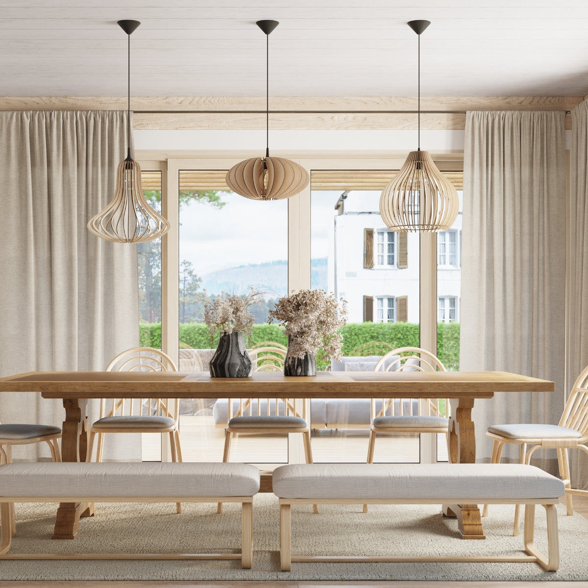 Holzlampen Holzlampe Lampe aus Holz Hängelampe aus Holz Esstischlampe hängend Wohnzimmer Lampe kaufen Beleuchtung Licht Pendelleuchte Küche Lampenshop Soulbirdee Onlineshop