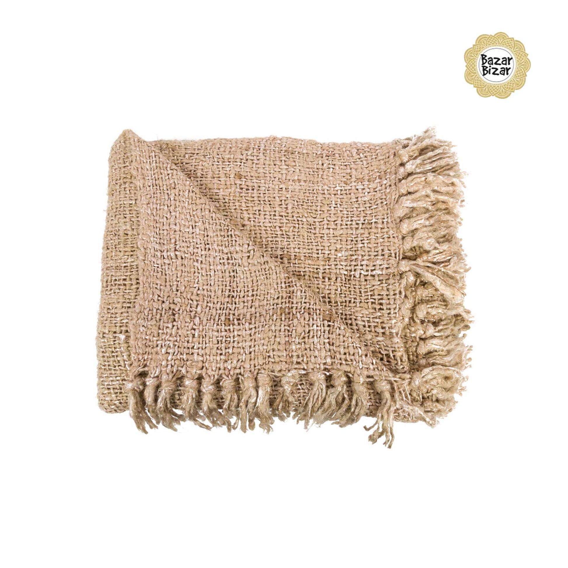 Decke in Beige "The s'il vous Plaid", Wohndecke mit Fransen in der Farbe CREAM ♥ Bazar Bizar | Soulbirdee Onlineshop