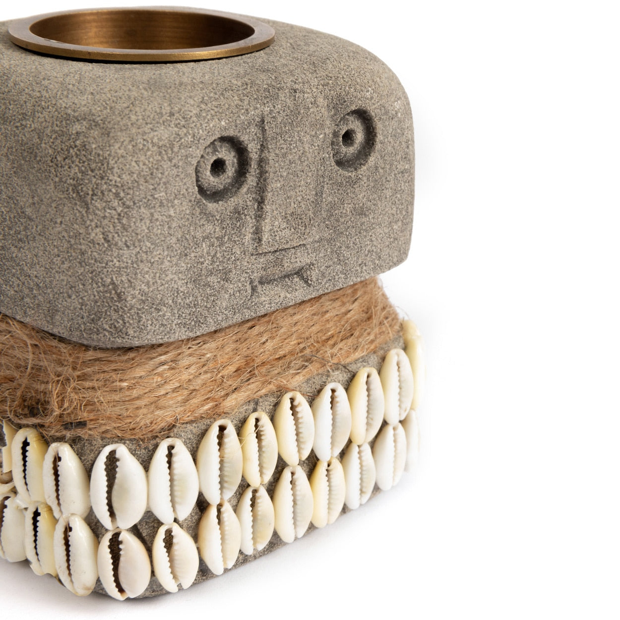 Kerzenhalter mit Gesicht tischdeko kerzenständer grau beige figur Statue von Bazar Bizar