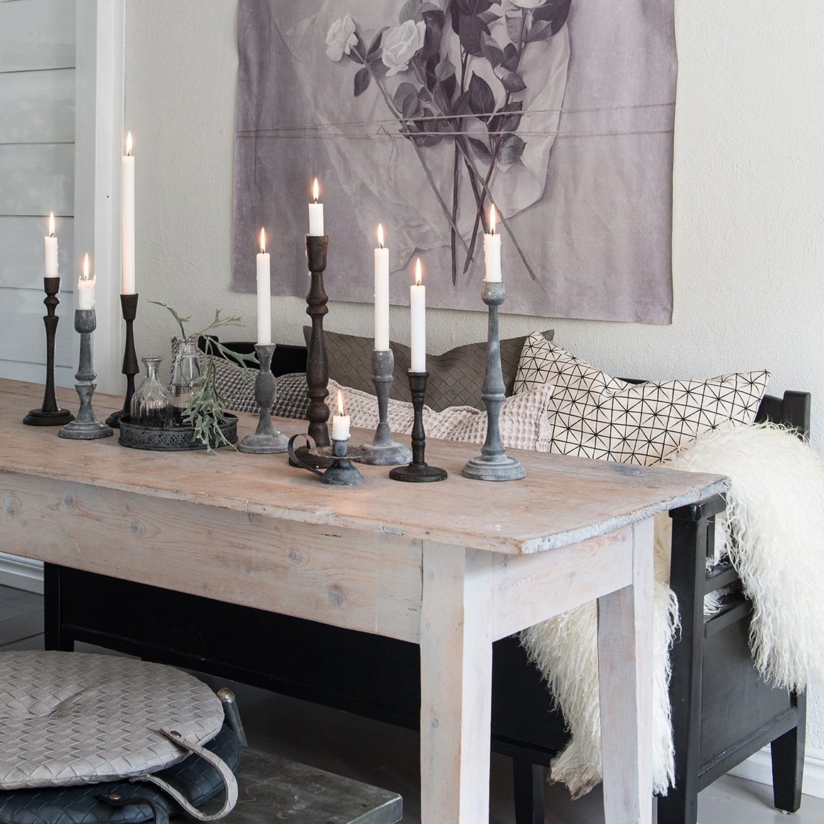 Kerzenständer aus Metall, Antik Finish