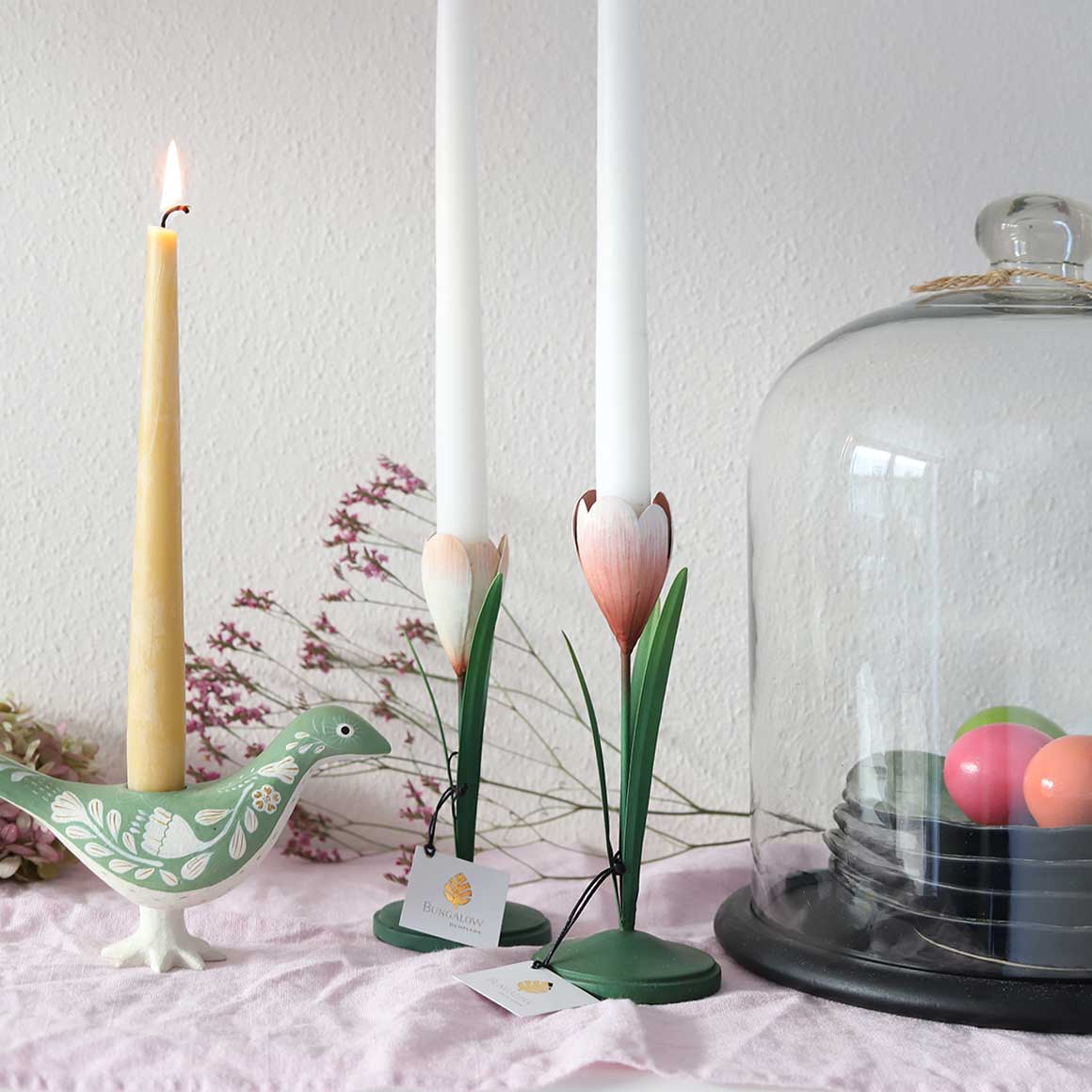 Blatt Geschirr grün Tortu Krokus Kerzenständer, Osterdeko & Tischdeko Ostern, Bungalow DK | Osterdeko für den Tisch | Osterdeko, Soulbirdee Onlineshop