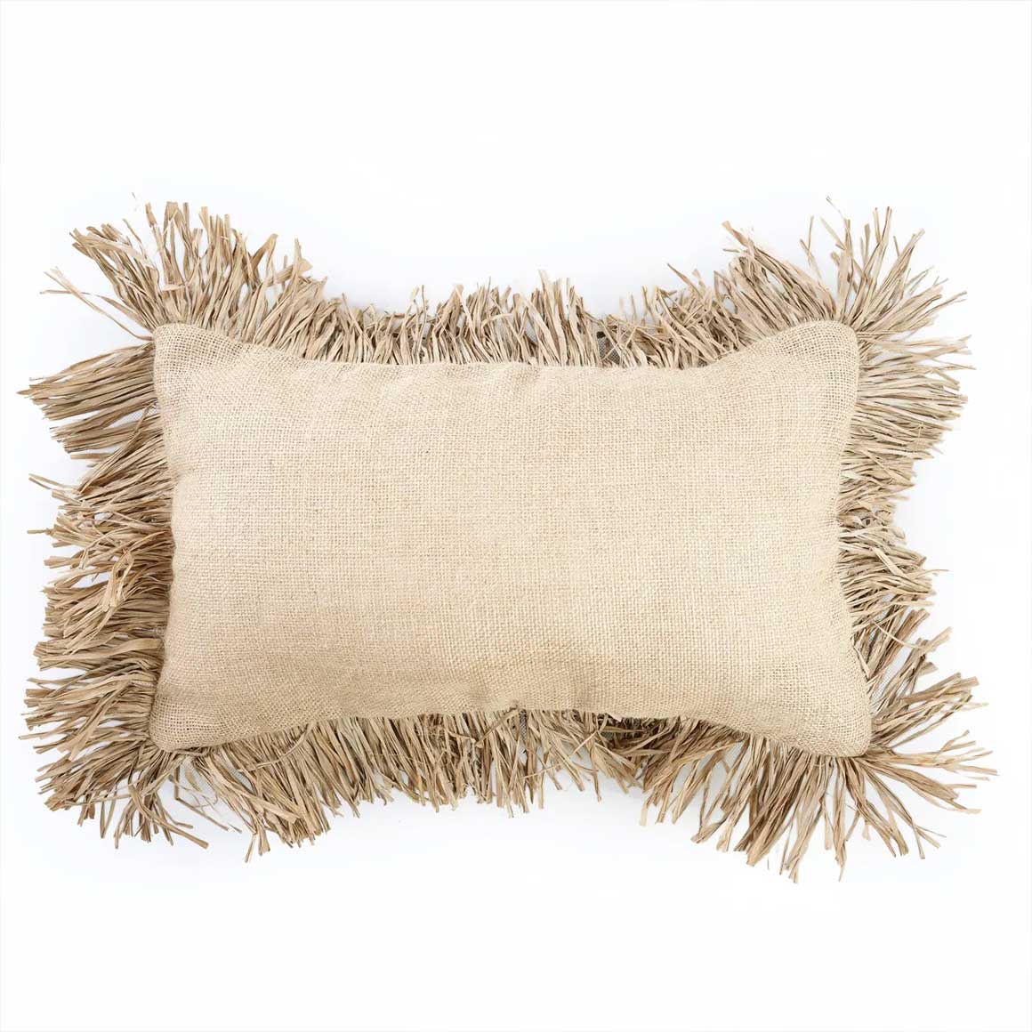 Dekokissen mit Fransen 30x50 Jute beige rechteckig Ibiza Style Kissen mit Kissenfüllung Beach Club Interior von Bazar Bizar im Soulbirdee Onlineshop Kissen kaufen