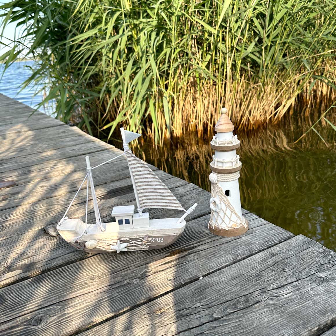 Landhaus Deko Holzfiguren Boot Segelschiff Leuchtturm Möwen Holz Figuren Soulbirdee Onlineshop