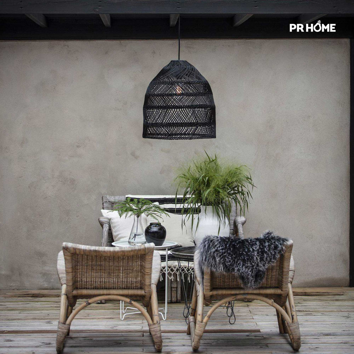 Outdoor Lampe Schwarz | Skandi | Rattan Lampe