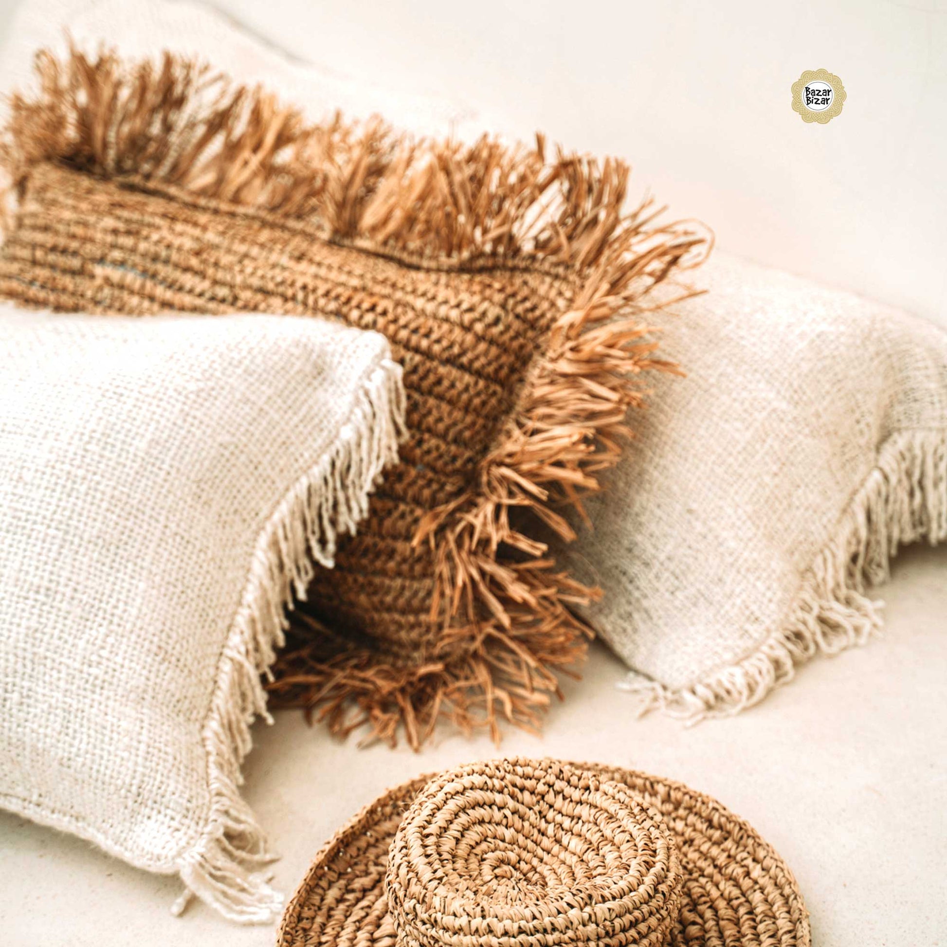 Kissen Mix Bazar Bizar 35 x 100 Cream Baumwolle Fransen Soulbirdee Online Shop Boho chic Style